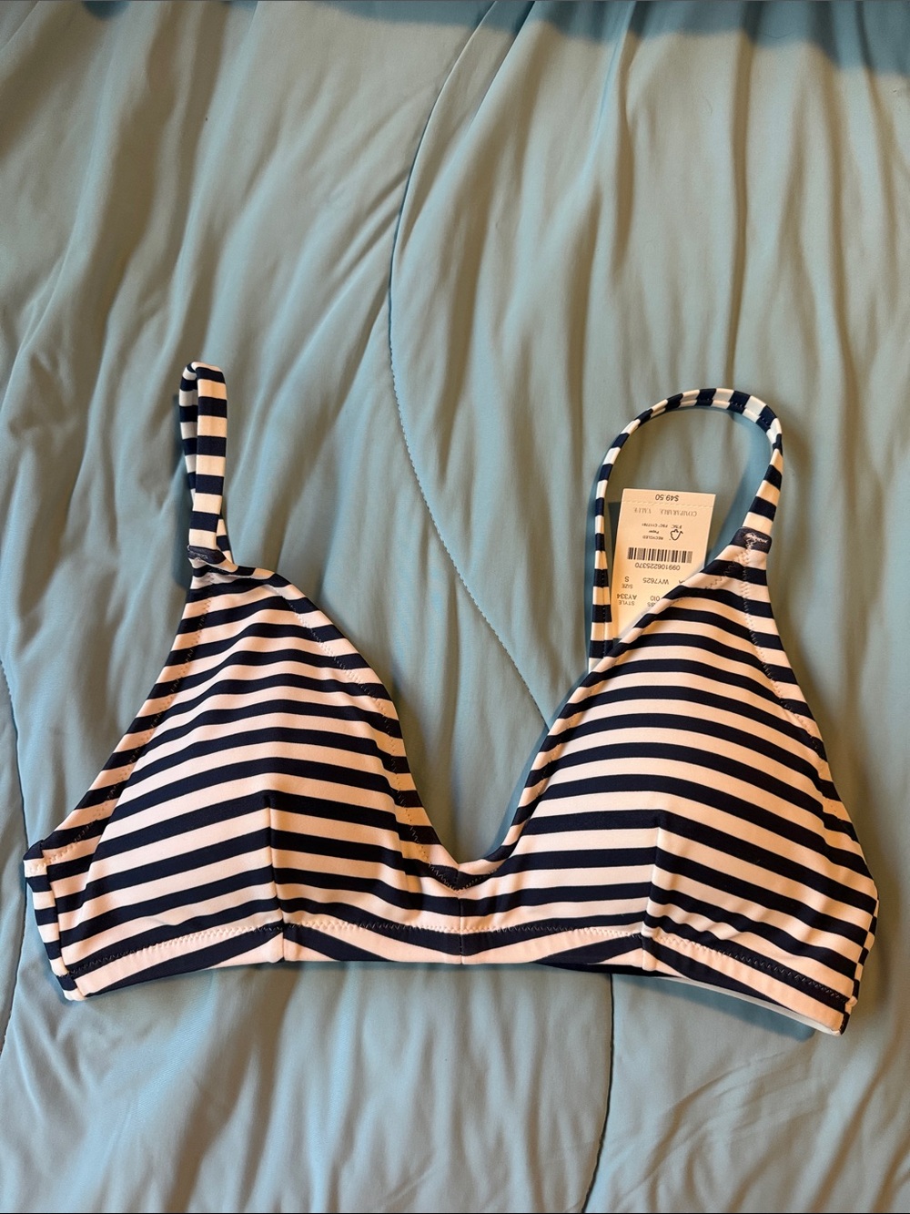 J. Crew Navy and White Striped Bikini Top